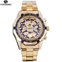 Load image into Gallery viewer, FORSINING Brand Men Automatic Watch Luxury Skeleton Mechanical Watches Men's Gold Stainless Steel Clock Relogios Masculino 2019