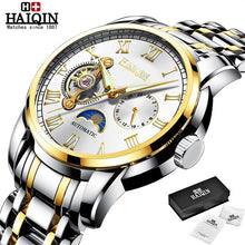 Load image into Gallery viewer, Automatic Machinery Men's watches HAIQIN 2019 New top luxury brand watch men business steel clock men moon watch reloj hombre