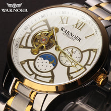 Load image into Gallery viewer, WAKNOER Automatic Mechanical Watch Men Stainless Waterproof Moon Phase Luminous Luxury Business Tourbillon Montre Homme Clock