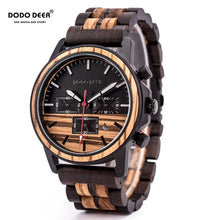 Load image into Gallery viewer, DODO DEER Wood Watch Men Stopwatches Handmade Relogio Masculino Japan Movement Quartz Wristwatch Gift for Male erkek kol saati