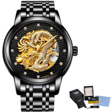 Load image into Gallery viewer, Dragon Skeleton Automatic Mechanical Watches For Men Wrist Watch Stainless Steel Strap Gold Clock 30m Waterproof Mens watch