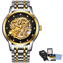 Load image into Gallery viewer, Dragon Skeleton Automatic Mechanical Watches For Men Wrist Watch Stainless Steel Strap Gold Clock 30m Waterproof Mens watch