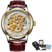 Load image into Gallery viewer, Dragon Skeleton Automatic Mechanical Watches For Men Wrist Watch Stainless Steel Strap Gold Clock 30m Waterproof Mens watch