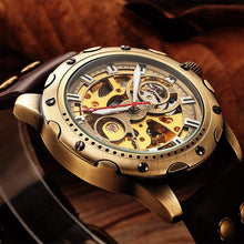 Load image into Gallery viewer, SHENHUA Retro Automatic Mechanical Watches Men Brand Luxury Leather Skeleton self wind Men WristWatch Gift relogio masculino