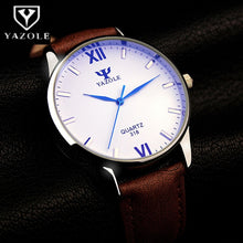 Load image into Gallery viewer, YAZOLE Blue Glass Watch Men Watch Fashion Men's Watch Waterproof Leather Mens Watches Clock reloj hombre relogio masculino