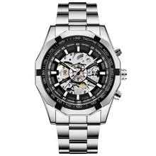 Load image into Gallery viewer, Forsining Brand Silver & Gold Luxury Stainless Steel Waterproof Mens Skeleton Watches Transparent Mechanical Male Wrist Watch