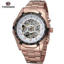 Load image into Gallery viewer, Forsining Brand Silver & Gold Luxury Stainless Steel Waterproof Mens Skeleton Watches Transparent Mechanical Male Wrist Watch