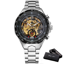 Load image into Gallery viewer, 2019 WINNER Men Gold Watches Automatic Mechanical Watch Male Skeleton Wristwatch Stainless Steel Band Luxury Brand Sports Design