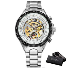 Load image into Gallery viewer, 2019 WINNER Men Gold Watches Automatic Mechanical Watch Male Skeleton Wristwatch Stainless Steel Band Luxury Brand Sports Design