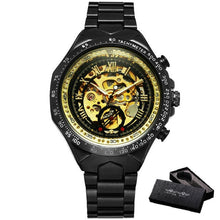 Load image into Gallery viewer, 2019 WINNER Men Gold Watches Automatic Mechanical Watch Male Skeleton Wristwatch Stainless Steel Band Luxury Brand Sports Design