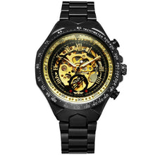 Load image into Gallery viewer, 2019 WINNER Men Gold Watches Automatic Mechanical Watch Male Skeleton Wristwatch Stainless Steel Band Luxury Brand Sports Design
