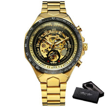 Load image into Gallery viewer, 2019 WINNER Men Gold Watches Automatic Mechanical Watch Male Skeleton Wristwatch Stainless Steel Band Luxury Brand Sports Design