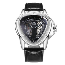 Load image into Gallery viewer, WINNER Official Sports Automatic Mechanical Men Watch Racing Triangle Skeleton Wristwatch Top Brand Luxury Golden + Gift Box