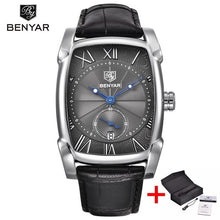 Load image into Gallery viewer, Benyar Square Men Watch Business Waterproof Quartz Leather Wrist Watch Men Clock Male Relogio Masculino hodinky erkek kol saati