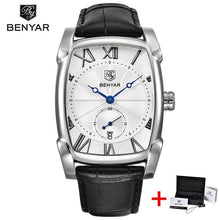 Load image into Gallery viewer, Benyar Square Men Watch Business Waterproof Quartz Leather Wrist Watch Men Clock Male Relogio Masculino hodinky erkek kol saati