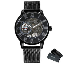 Load image into Gallery viewer, FORSINING Fashion Casual Mechanical Watch Men Golden Skeleton Dial Blue Mesh Strap Mens Watches Top Brand Luxury Wristwatches