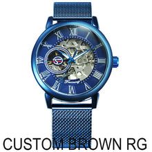 Load image into Gallery viewer, FORSINING Fashion Casual Mechanical Watch Men Golden Skeleton Dial Blue Mesh Strap Mens Watches Top Brand Luxury Wristwatches