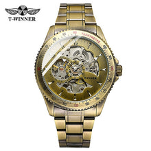 Load image into Gallery viewer, WINNER 2019 Black Stainless Steel Mens Skeleton Watches Top Brand Luxury Transparent Mechanical Male Automatic Wrist Watch