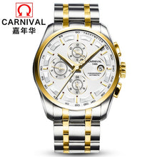Load image into Gallery viewer, Fashion Mechanical Watch Men Luxury Brand CARNIVAL Multi function Automatic Watches Men self wind Calendar Leather band Luminous