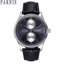 Load image into Gallery viewer, 43mm parnis silver white dial power reserve Luxury Brand Genuine Leather deployment clasp automatic movement mens watch P99B