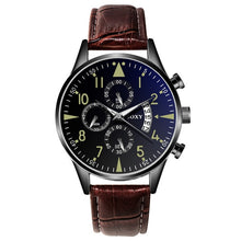 Load image into Gallery viewer, SOXY Men's Watches Classic Gold Calendar Mens Leather Watch relogio masculino Quartz Wristwatch Luminous Popular saati hours