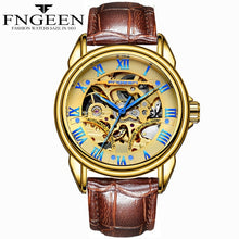 Load image into Gallery viewer, FNGEEN Casual the Mens' Watches Resistant Leather Strap Watch Business Automatic Mechanical Watch Male Clock relogio masculino