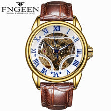 Load image into Gallery viewer, FNGEEN Casual the Mens' Watches Resistant Leather Strap Watch Business Automatic Mechanical Watch Male Clock relogio masculino