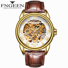 Load image into Gallery viewer, FNGEEN Casual the Mens' Watches Resistant Leather Strap Watch Business Automatic Mechanical Watch Male Clock relogio masculino
