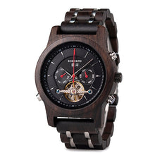 Load image into Gallery viewer, BOBO BIRD Men Watch Mechanical Wristwatches Date Display Luxury Black Wooden Watches relogio masculino-Wood Watch Boxes C-Q27