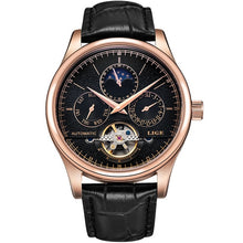 Load image into Gallery viewer, LIGE Brand Men Watches Automatic Mechanical Watch Tourbillon Sport Clock Leather Casual Business Retro Wristwatch Relojes Hombre
