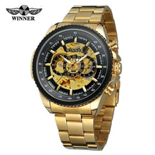 Load image into Gallery viewer, Winner Sport Design Bezel Golden Watch Mens Watches Top Brand Luxury Montre Homme Clock Men Steampunk Automatic Skeleton Watch