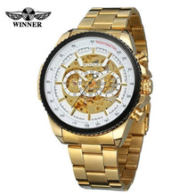 Load image into Gallery viewer, Winner Sport Design Bezel Golden Watch Mens Watches Top Brand Luxury Montre Homme Clock Men Steampunk Automatic Skeleton Watch