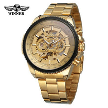 Load image into Gallery viewer, Winner Sport Design Bezel Golden Watch Mens Watches Top Brand Luxury Montre Homme Clock Men Steampunk Automatic Skeleton Watch