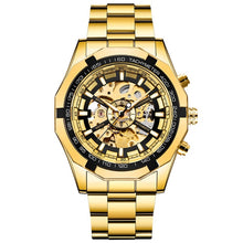 Load image into Gallery viewer, Winner Sport Design Bezel Golden Watch Mens Watches Top Brand Luxury Montre Homme Clock Men Steampunk Automatic Skeleton Watch
