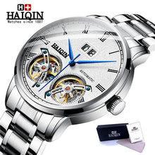 Load image into Gallery viewer, Double tourbillon Automatic Men's Watches HAIQIN Top Brand Luxury Business Full Steel Waterproof Sport Machinery Watch Men+box
