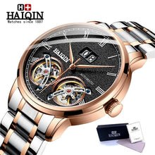 Load image into Gallery viewer, Double tourbillon Automatic Men's Watches HAIQIN Top Brand Luxury Business Full Steel Waterproof Sport Machinery Watch Men+box