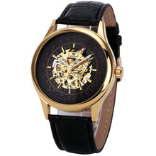 Load image into Gallery viewer, FORSINING Fashion Retro Men Mechanical Watch Brown Leather Strap Rose Golden Skeleton Dial Transparent Case relogio masculino