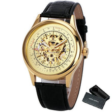Load image into Gallery viewer, FORSINING Fashion Retro Men Mechanical Watch Brown Leather Strap Rose Golden Skeleton Dial Transparent Case relogio masculino