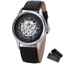 Load image into Gallery viewer, FORSINING Fashion Retro Men Mechanical Watch Brown Leather Strap Rose Golden Skeleton Dial Transparent Case relogio masculino