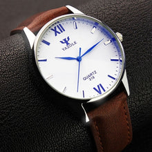 Load image into Gallery viewer, YAZOLE Blue Glass Watch Men Watch Fashion Men's Watch Waterproof Leather Mens Watches Clock reloj hombre relogio masculino