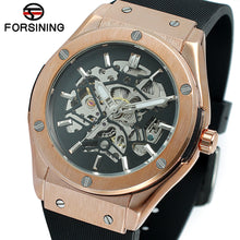 Load image into Gallery viewer, FORSINING Military Sports Auto Mechanical Watch Men silicone Strap Skeleton Mens Watches Top Brand Luxury HIP HOP Punk Clock