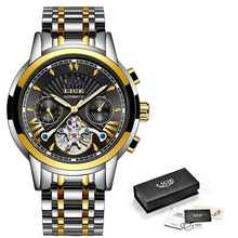 Load image into Gallery viewer, LIGE Official Store Mens Watches Top Brand Luxury Automatic Mechanical Business Clock Gold Watch Men Reloj Mecanico de Hombres