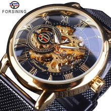 Load image into Gallery viewer, Forsining Watch + Bracelet Set Combination Skeleton Sport Mechanical Luminous Hands Transparent Mesh Steel Band Men Luxury Clock