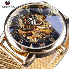 Load image into Gallery viewer, Forsining Watch + Bracelet Set Combination Skeleton Sport Mechanical Luminous Hands Transparent Mesh Steel Band Men Luxury Clock