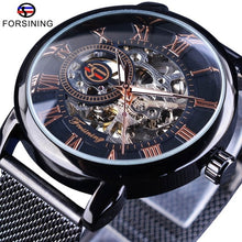 Load image into Gallery viewer, Forsining Watch + Bracelet Set Combination Skeleton Sport Mechanical Luminous Hands Transparent Mesh Steel Band Men Luxury Clock