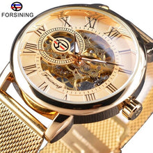 Load image into Gallery viewer, Forsining Watch + Bracelet Set Combination Skeleton Sport Mechanical Luminous Hands Transparent Mesh Steel Band Men Luxury Clock
