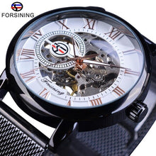 Load image into Gallery viewer, Forsining Watch + Bracelet Set Combination Skeleton Sport Mechanical Luminous Hands Transparent Mesh Steel Band Men Luxury Clock