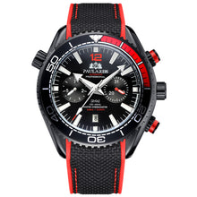 Load image into Gallery viewer, Men Automatic Self Wind Mechanical Canvas Rubber James Bond 007 Style Orange Blue Multifunction Date Month Sport Watch