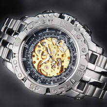 Load image into Gallery viewer, Skeleton Automatic Mechanical Watch Winner Gold Men Watches Stainless Steel Bracelet Sports Luxury Male Clock Chinese Wristwatch