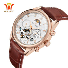 Load image into Gallery viewer, Luxury Gold Automatic Mechanical Men Watch Tourbillon Business Clock Leather Casual Business Retro Wristwatch Relojes Hombre